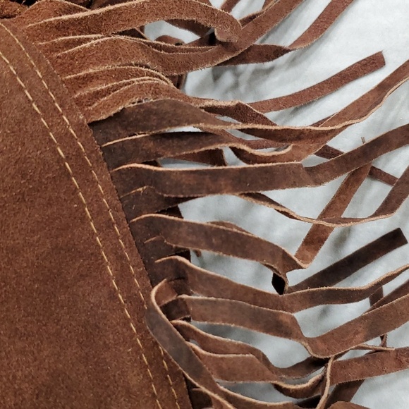 Vintage fringe seude jacket men's size 44 brown lined  Western Made in Mexico - Picture 16 of 16